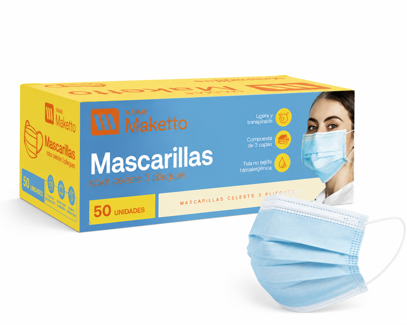 Mascarilla Quirúrgica 3 Pliegues